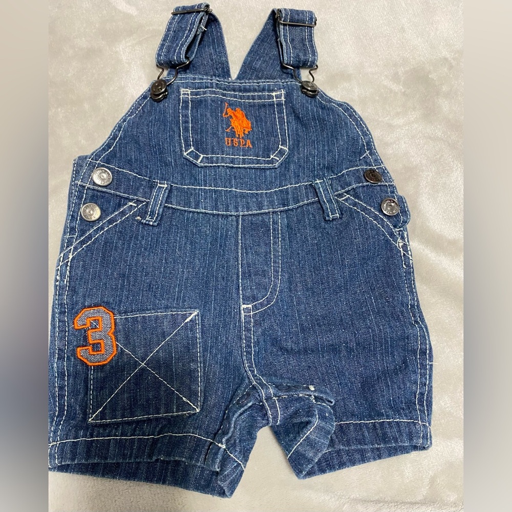 U.S.Polo Baby Denim Overall Shorts